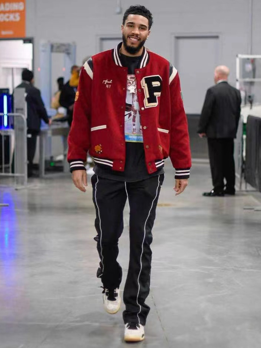 纽约设计师品牌Profound 拼皮字母刺绣羊毛呢棒球服 塔图姆同款