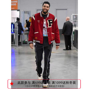 纽约设计师品牌Profound 拼皮字母刺绣羊毛呢棒球服 塔图姆同款