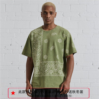 纽约潮牌Profound Foundation支线 复古腰果花 洗水做旧宽松短袖