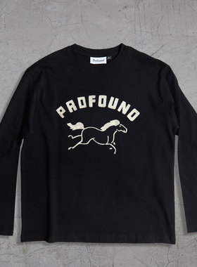 纽约潮牌Profound Foundation支线 骏马刺绣 休闲简约情侣长袖T恤