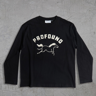 纽约潮牌Profound Foundation支线 骏马刺绣 休闲简约情侣长袖T恤