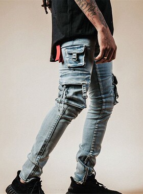 纽约潮牌Profound Foundation支线 Dring洗水做旧 多袋工装牛仔裤