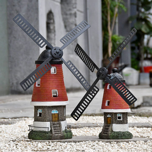 欧式覆古太阳能创意风车摆件酒吧电视柜咖啡馆装饰品模型工艺道具