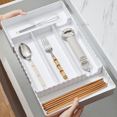 可伸缩厨房抽屉收纳盒筷子勺子分格整理盒橱柜餐具厨具内置分隔盒