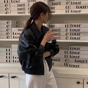 机车气质复古 小个子爆款 酷飒风短款 黑色皮衣外套女2026年春秋新款