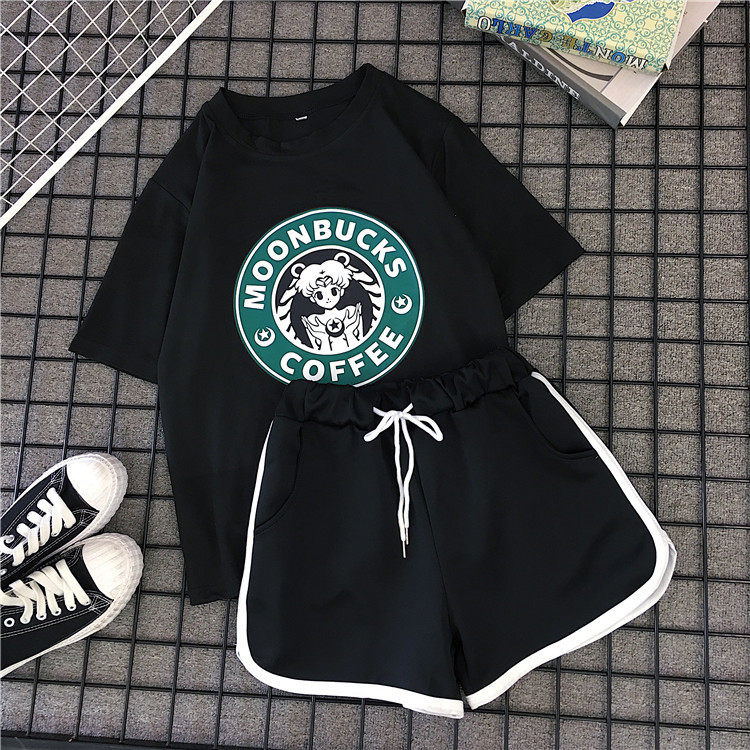 运动套装女夏2026新款时尚韩版短袖t恤学生跑步短裤子休闲两件套