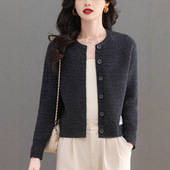 宽松外搭高腰小款 小个子2026春秋新款 洋气毛衣外套 女短款 针织开衫