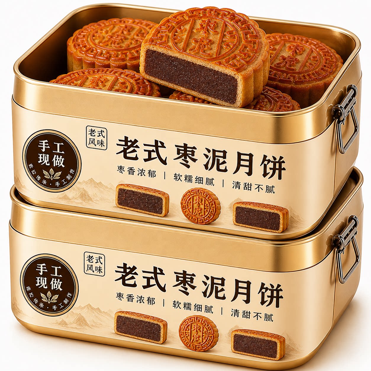 枣泥月饼老式官方旗舰店枣泥山楂中秋散装月饼山东老字号传统糕点图片