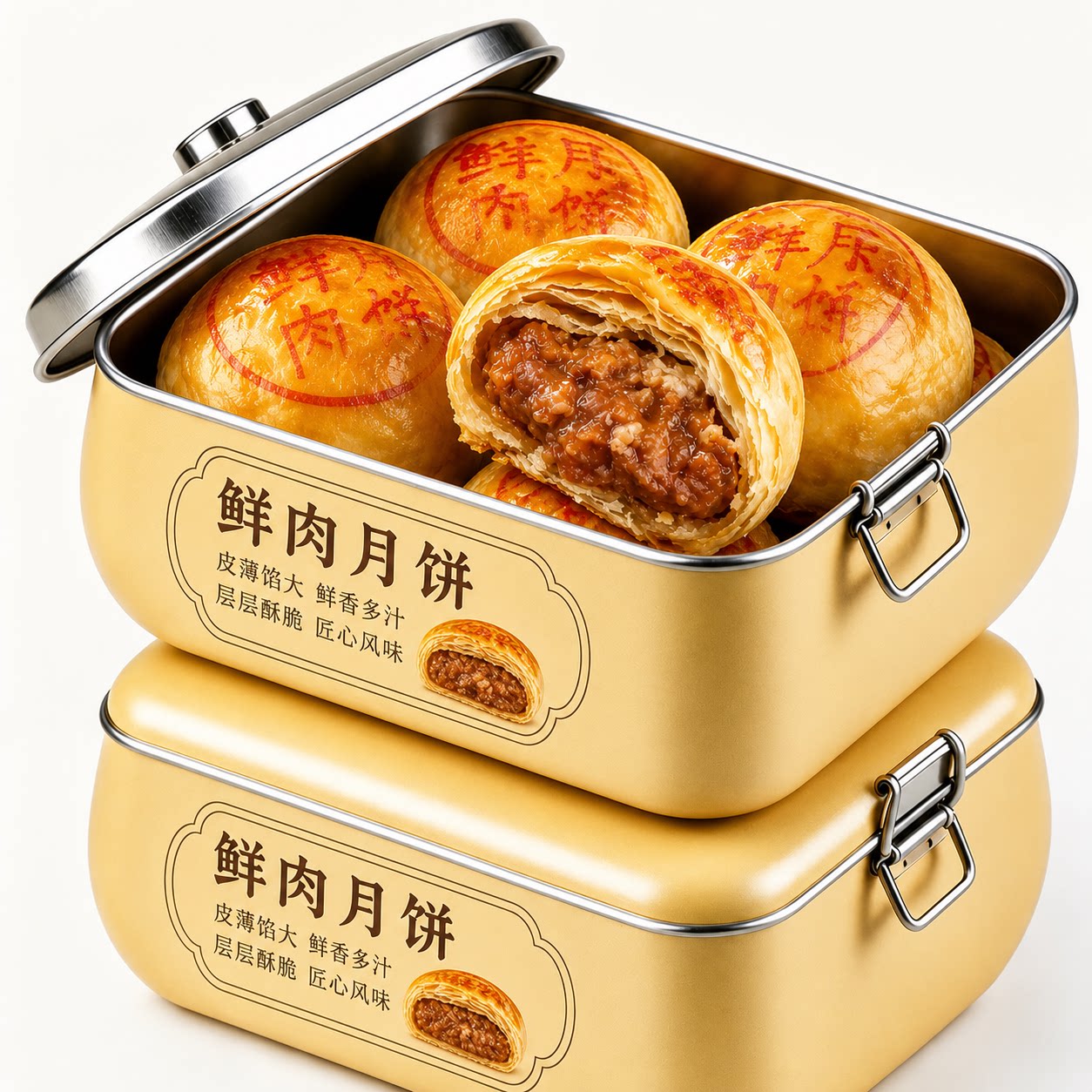 现做现发！上海老字号鲜肉月饼苏州苏式酥皮月饼速冻早餐中秋礼