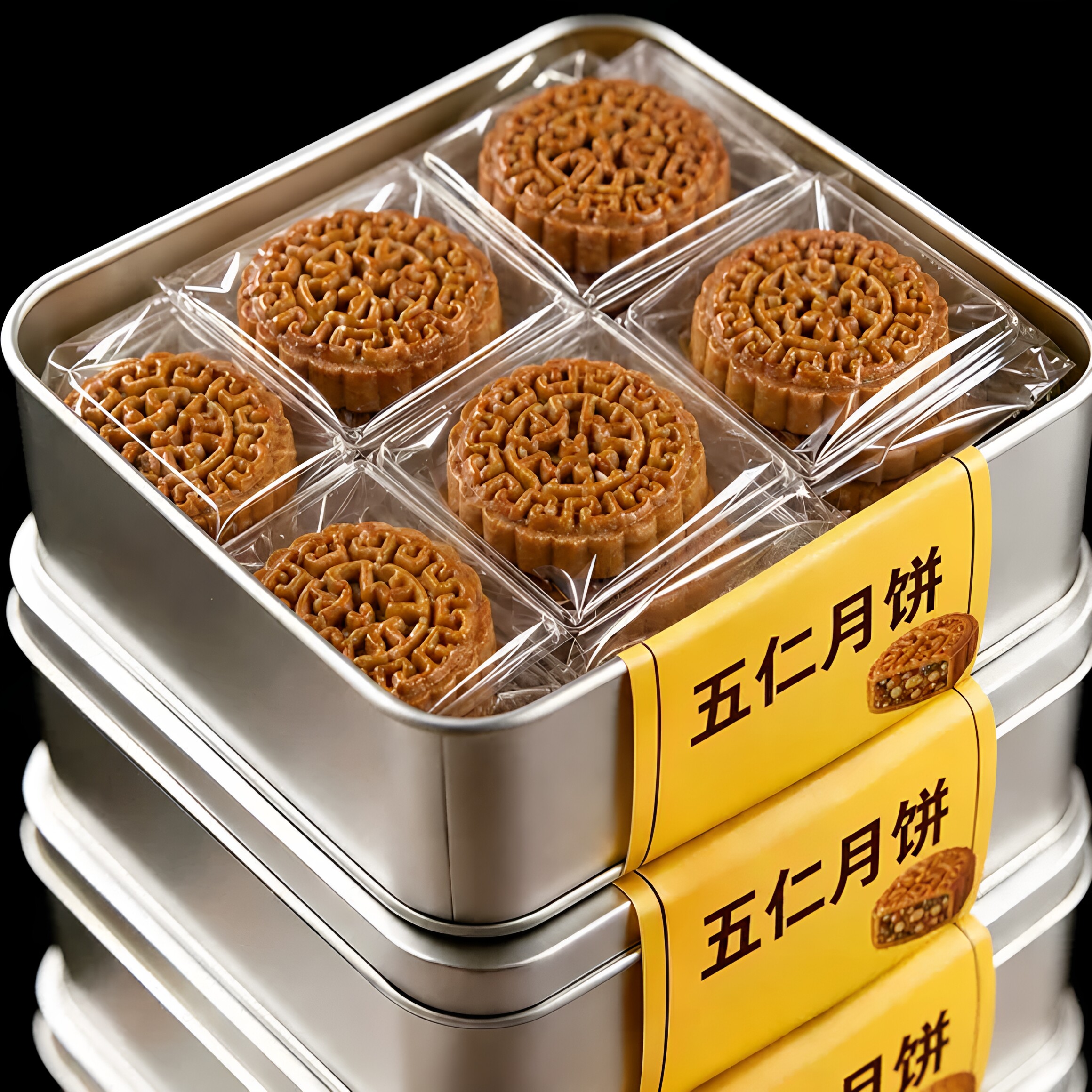 无蔗糖木糖醇五仁月饼荞麦老式中秋广式月饼点心零食糕点官方正品