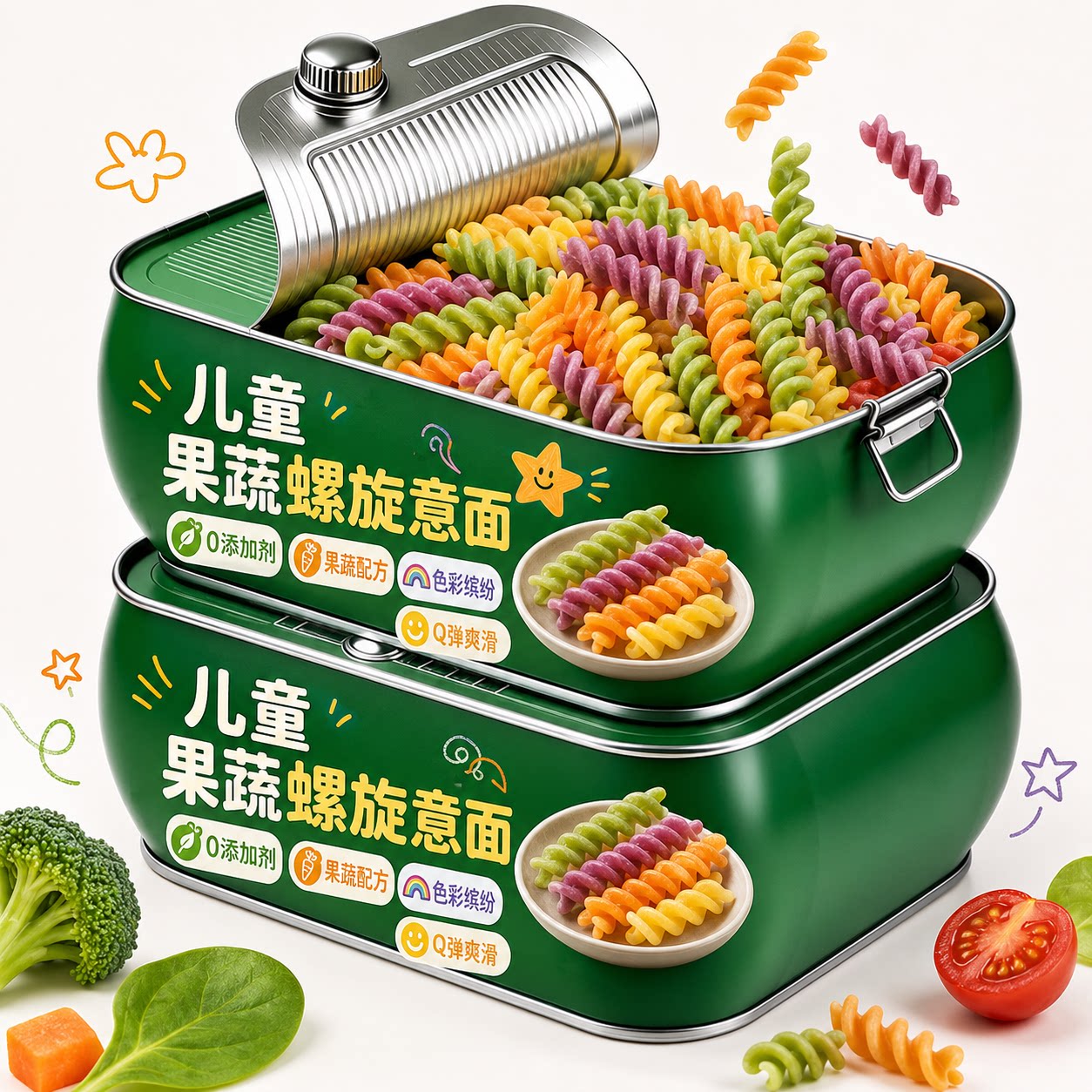宝宝营养辅食儿童果蔬螺旋意面意大利面条番茄肉酱正品官方旗舰店