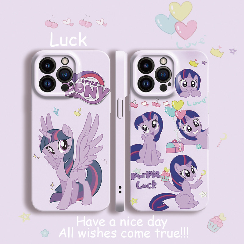 苹果15小马宝莉手机壳ip12卡通可爱13promax闺蜜iPhone14适用女11新款x紫悦8plus周边xr菲林xs紫色创意se动漫