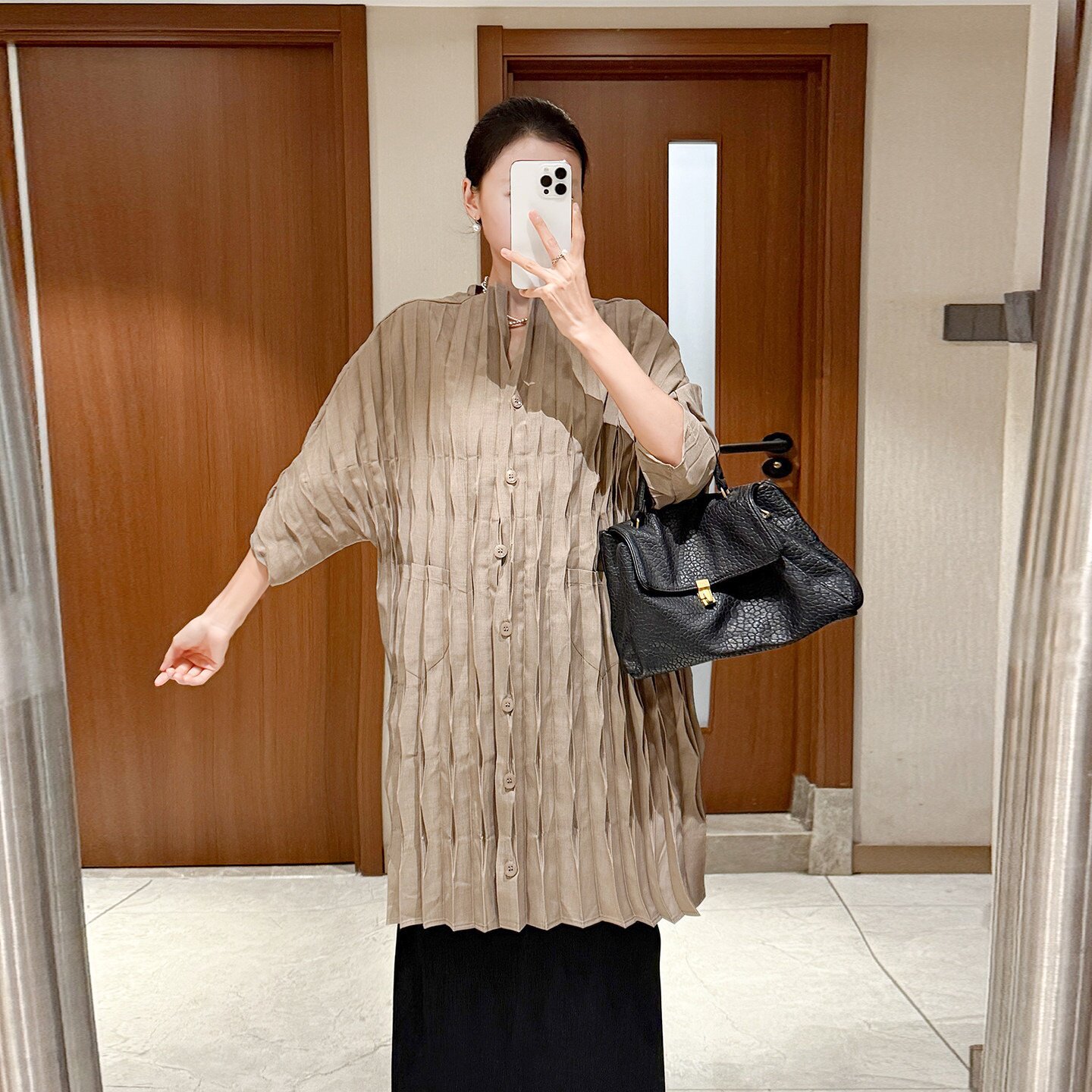 三宅三本风套装设计感时尚中长款两件套简约通勤气质穿搭一整套女