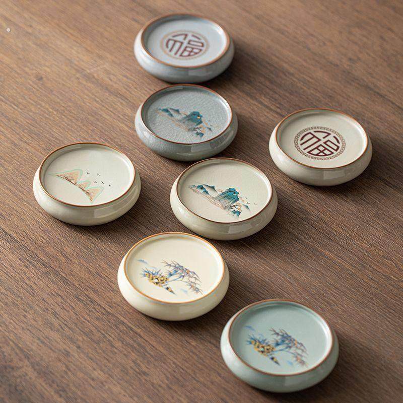 黄汝哥窑陶瓷实心壶承盖碗底座杯垫茶具干泡台茶杯托防烫高档配件,餐饮具,茶托,淘宝优惠券,粉丝福利购,淘宝优惠卷