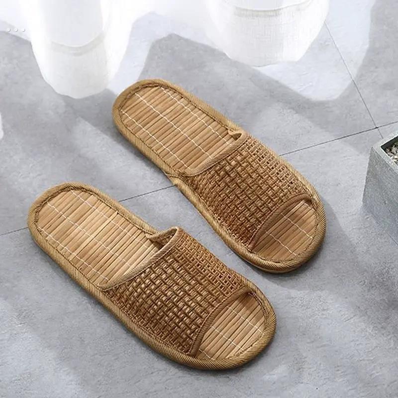 凉拖鞋男士夏季藤草编竹子女室内情侣家居家亚麻防滑夏天软底凉鞋