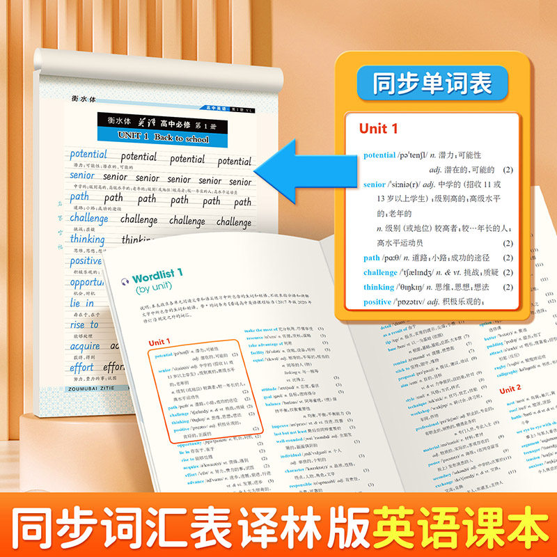 邹慕白译林版衡水体高中英语字帖必修第一册第二册第三册高一二三学生教材同步练字帖男生女生漂亮字体练字本高考必备练字帖