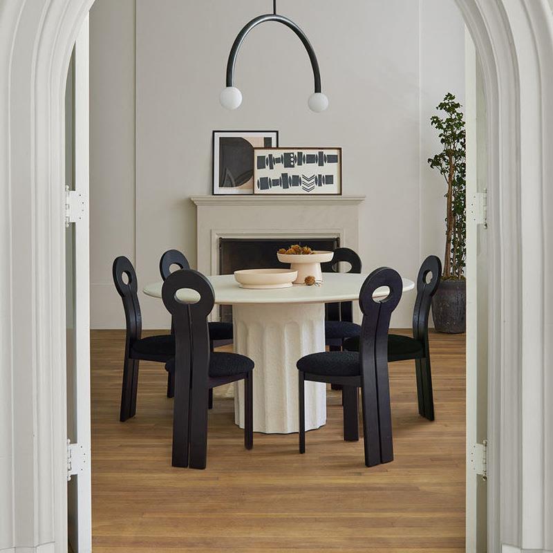 复古实木餐椅中古诧寂风家用设计师创意靠背椅北欧现代简约钥匙椅