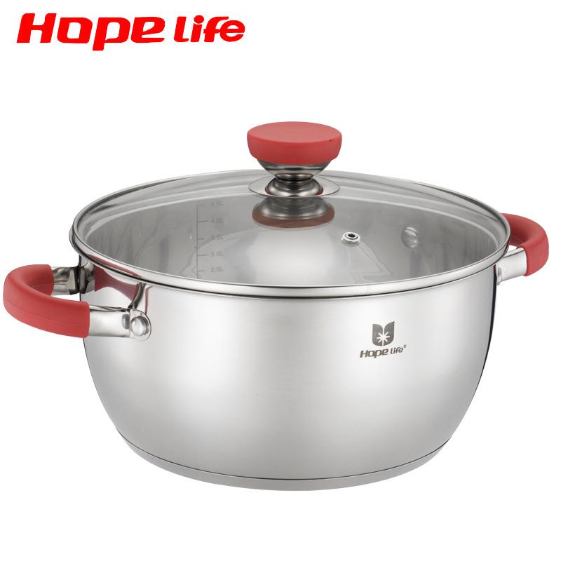 不锈钢煲汤锅家用复合底多用双耳加厚24CM炖锅礼品西式