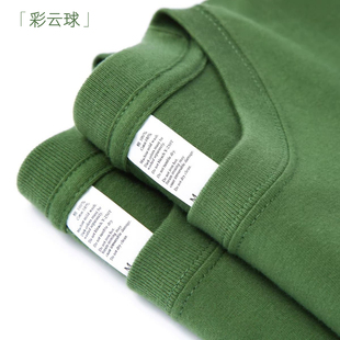 牛油果绿360g重磅纯棉二本针短袖男女显白丛林绿圆领t恤夏季短袖