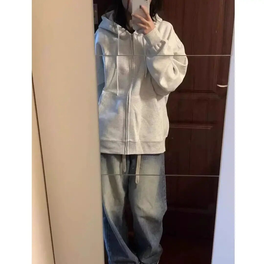 拉链连帽卫衣休闲2026女款宽松显