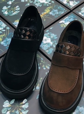 33811广州经典百搭商务乐福鞋磨砂皮休闲一脚蹬豆豆鞋懒人纯皮鞋