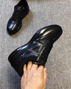 低帮一脚蹬男士 新款 黑色鞋 韩版 1075 休闲男皮鞋 K26休闲软皮板鞋