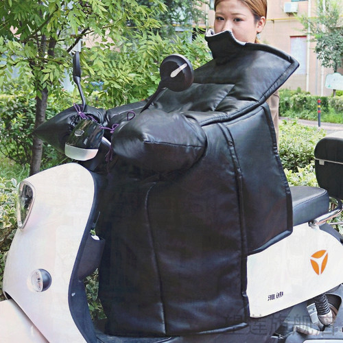 冬季保暖电动车加厚PU皮革防风挡