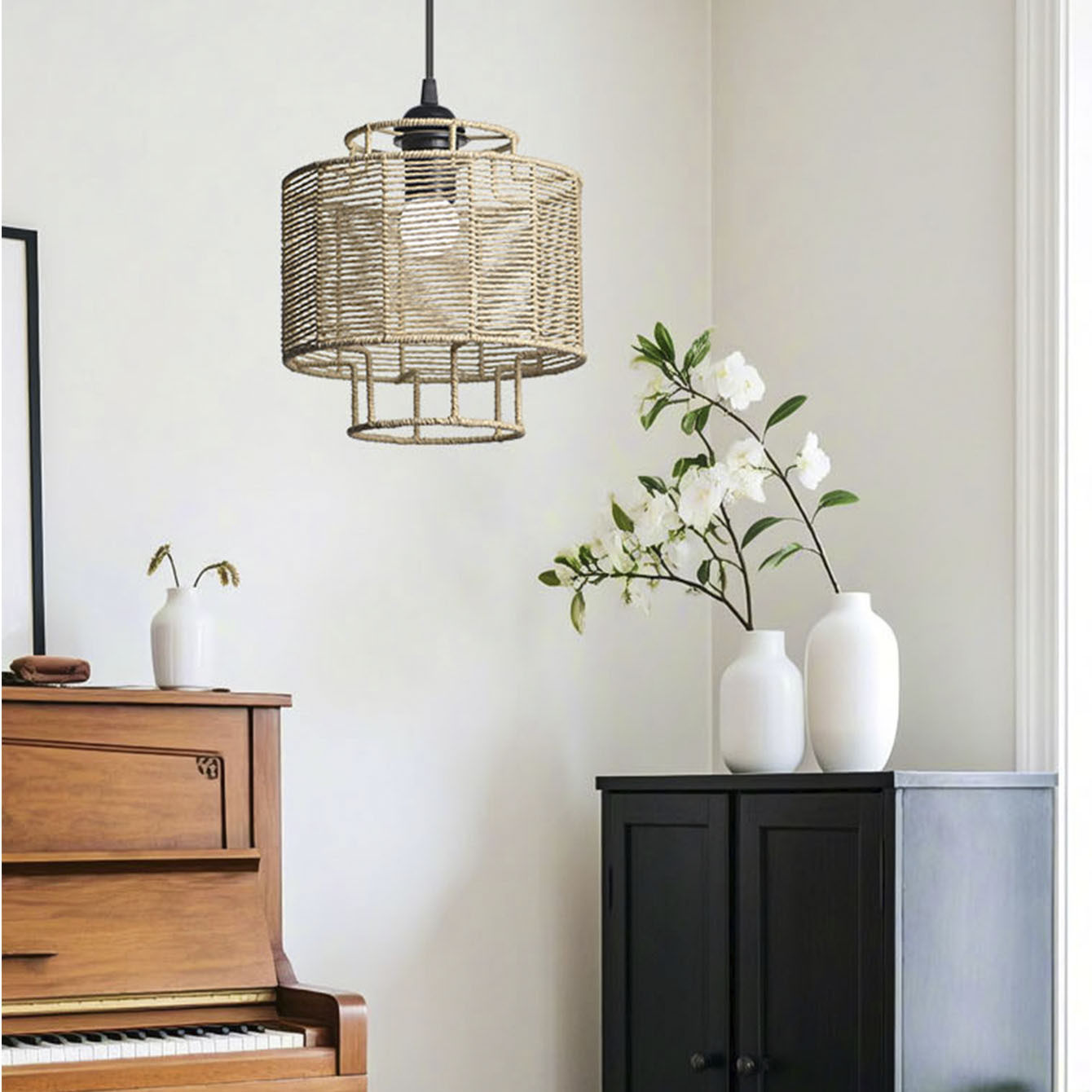 跨境爆款仿麻绳灯罩民宿禅意酒店吊灯装饰仿餐厅创意藤编灯罩装饰,家装灯饰光源,户外吊灯,淘宝优惠券,粉丝福利购,淘宝优惠卷