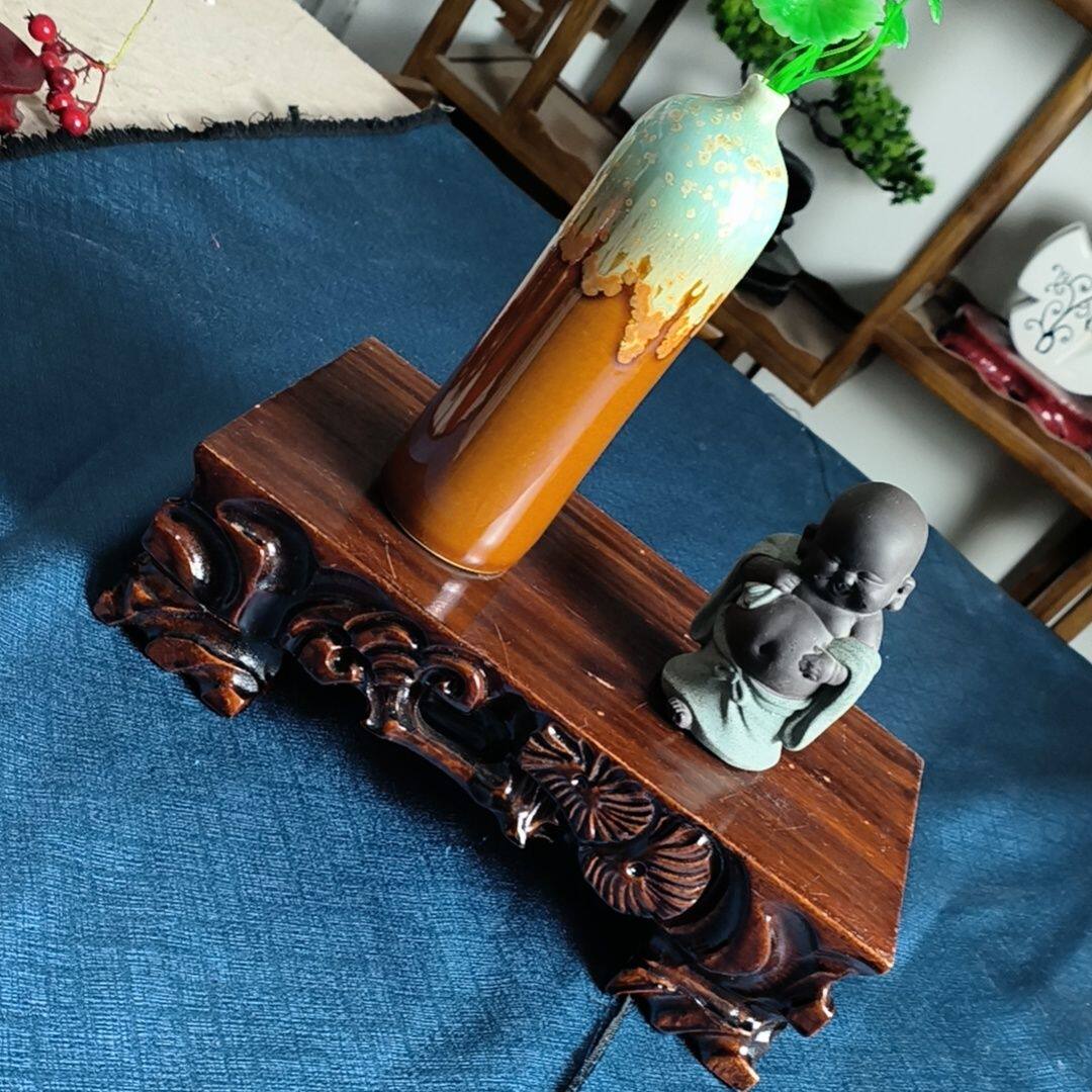 巨大款奇石木底座石头摆件实木托盘长方形鱼缸盆景玉器通用型地托