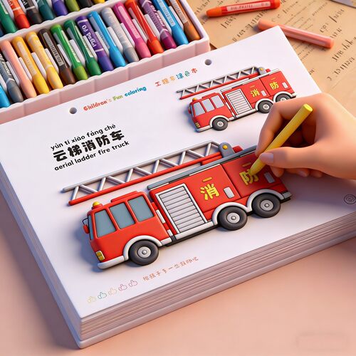 儿童工程车涂色本入门马克笔绘本3-6岁幼儿园小汽车a4图画画男孩