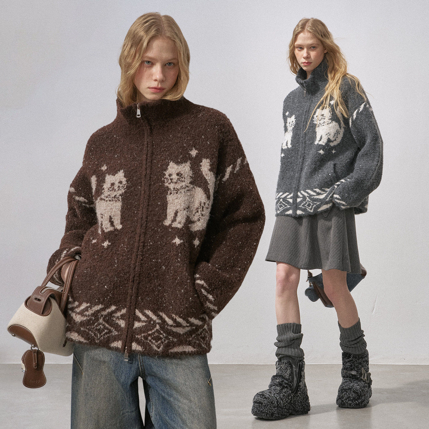 DIDDIMODA贵妃猫/费尔岛开衫/半身裙