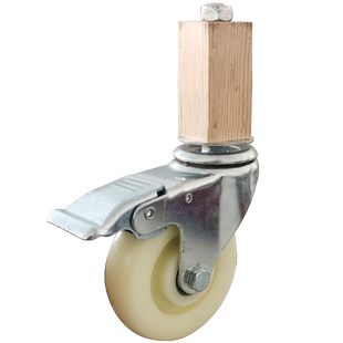 方管用万向轮PU包胶操作台轮尼龙耐磨货架轮子插入式方管脚轮