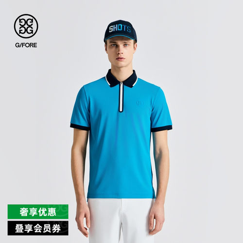 G/FORE吉福官方春夏男士高尔夫服装HALF-ZIP短袖POLO衫