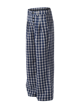 BOFK赵露思同款格子宽松阔腿休闲裤女显瘦慵懒遛弯宅女长裤子