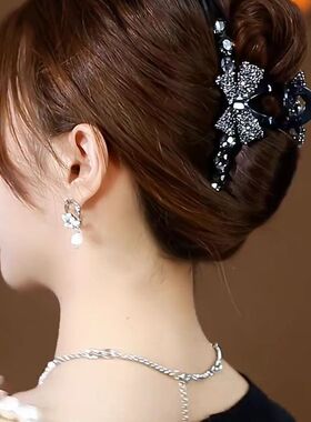 满钻蝴蝶结高颜值抓夹高级感盘发发夹网红夏季新款后脑勺抓夹头饰