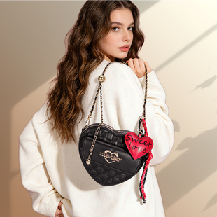 路易卡迪 爱心小金球单肩斜挎包礼物送女友老婆