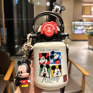 儿童保温杯上学专用学生吸管杯316不锈钢材质便携迪士尼米奇杯子