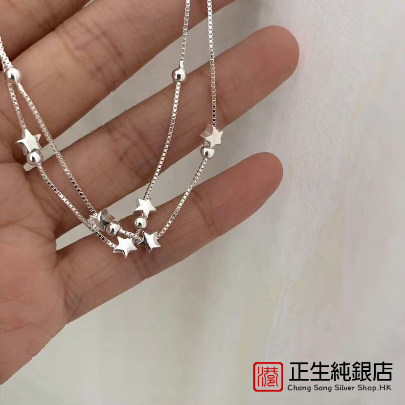 香港正生s925双层繁星手链叠层星星手饰ins小众设计冷淡风简约女