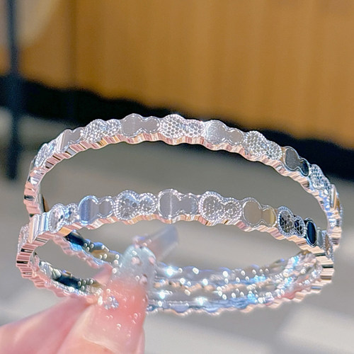 香港正生纯银9999足银手镯CN碎冰冰葫芦闭口实心送女友生日礼物银