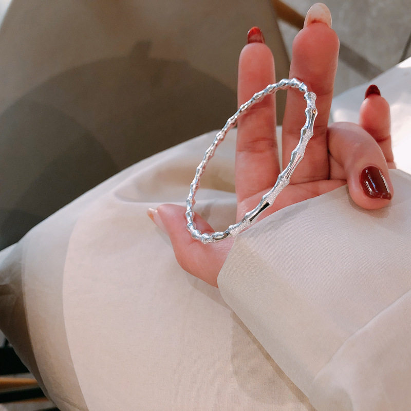 香港正生纯银纯银9999闭口钉沙竹节竹报平安足银手镯首饰银饰饰品