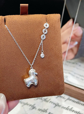 香港正生纯银999足银马年新款吉言小马时尚素银项链2026年生肖马