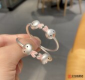 香港正生纯银S999创意可爱滴油兔子男女小孩子足银开口亲子款 手镯