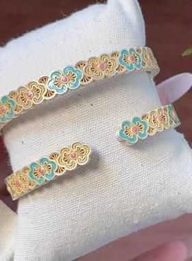 香港正生纯银9999足银描金如意诗手镯女款轻奢高级高百搭送女友银