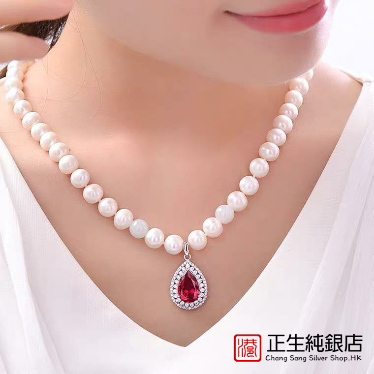 香港正生纯银S925淡水珍珠项链女锁骨链小众新款母亲节礼物送婆婆