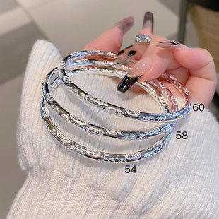 香港正生纯银9999足银吉言手镯圆棍平安喜乐吉言女款闭口实心镯子