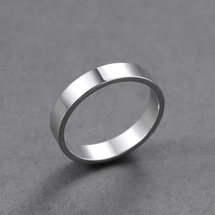 香港正生纯银999足银戒指闭口直条素圈光面男女情侣款送礼银戒指
