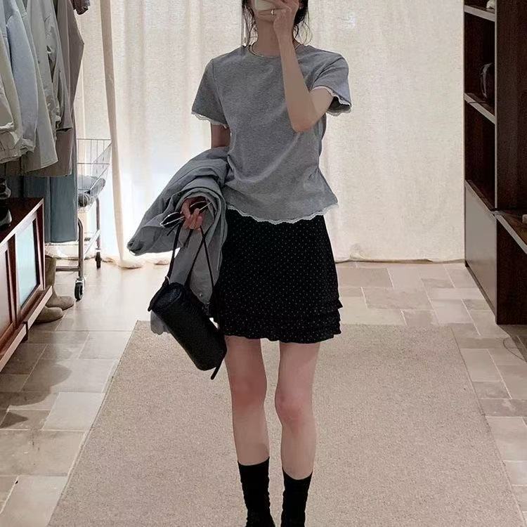 后背镂空蝴蝶结女正肩短袖T恤