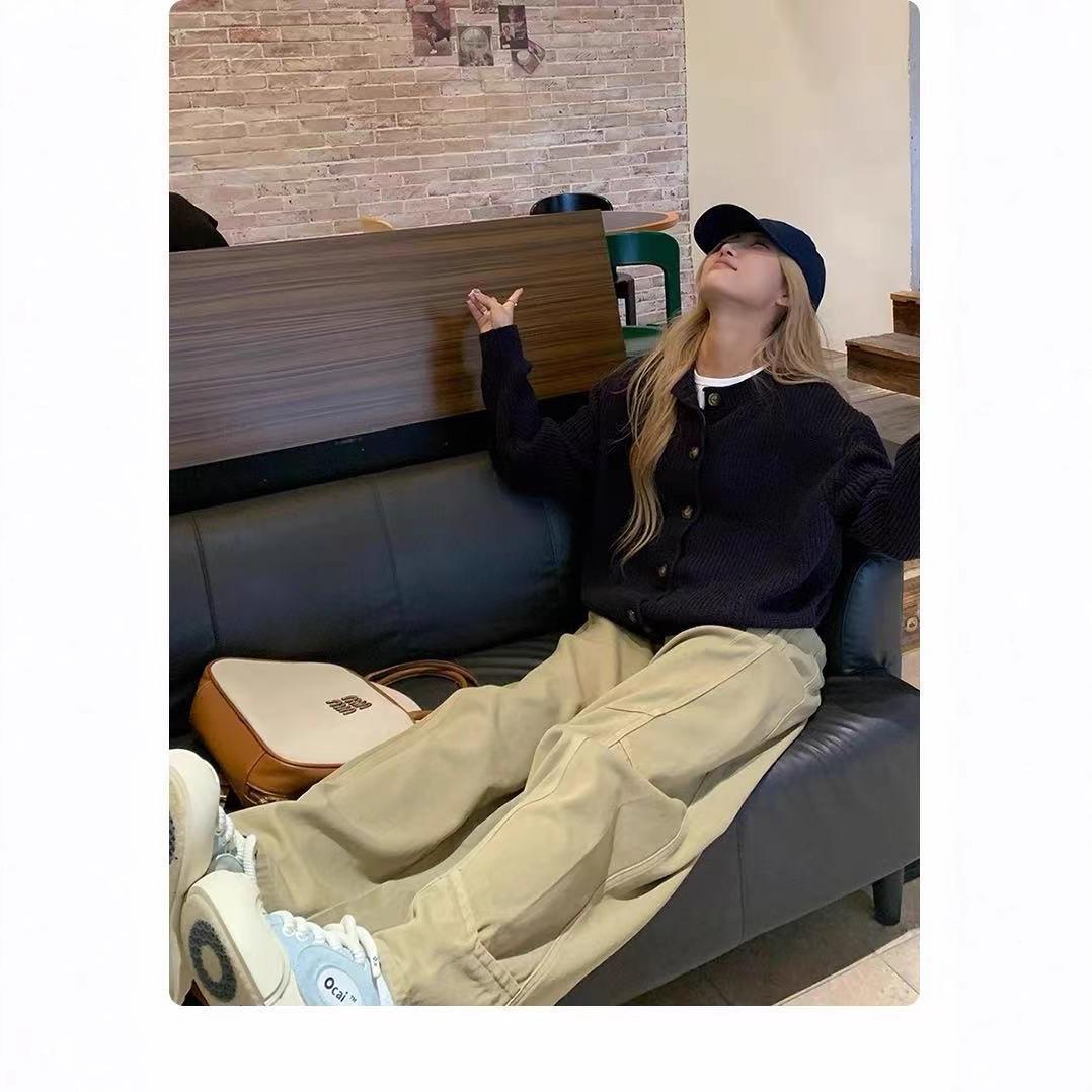 藏青色针织开衫外套女秋冬季别致绝美内搭打底毛衣欧货高级感上衣