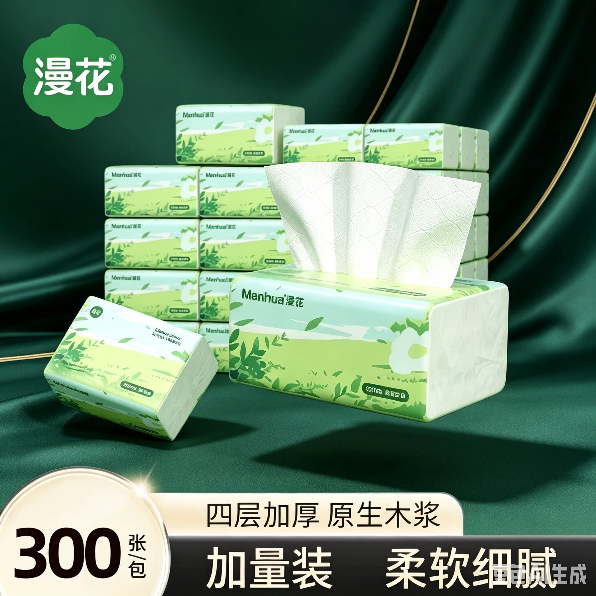 漫花抽纸山茶花系列300张大包抽纸