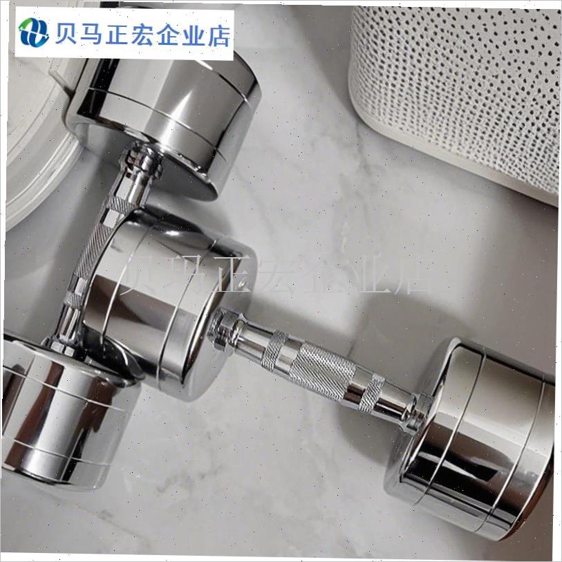 纯钢电镀哑铃男士健l身器材家用50公斤不锈钢实心钢制100kg杠铃